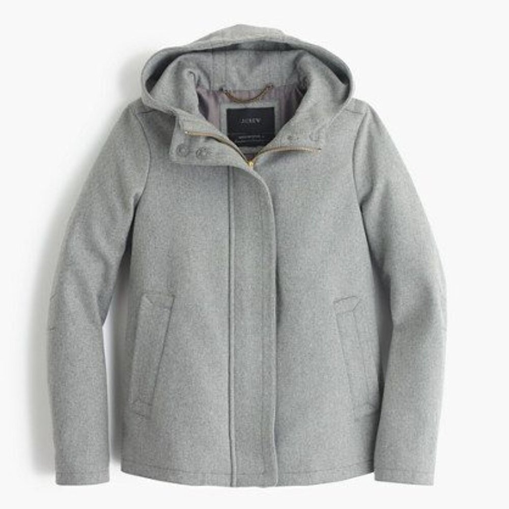 J. Crew Wool melton hooded jacket